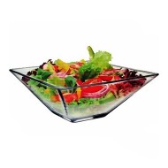 Saladeira 20cm 1240ml Milão Quadrada Em Vidro